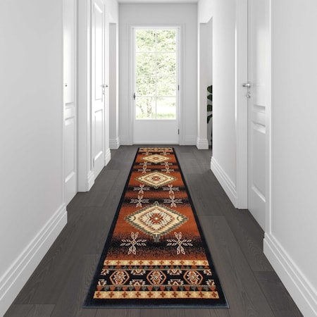 Flash Furniture Black 3 x 10 Southwestern Style Patterned Area Rug NR-RG211-310-BK-GG